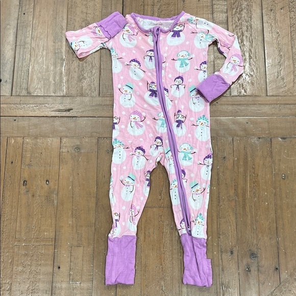 Little Sleepies Other - Little Sleepies Pink and Purple Snowman bamboo pajamas 6-12 months
